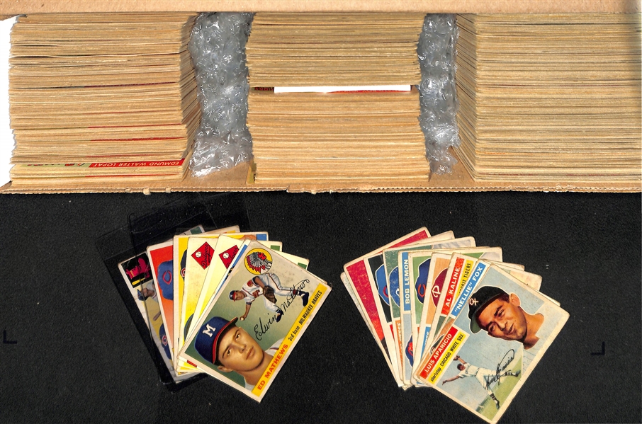 Lot of (200+) 1955 & (200+) 1956 Topps Baseball Cards w. 1956 Luis Aparicio Rookie Card