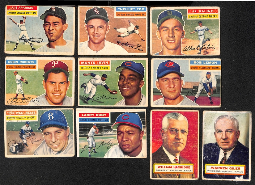 Lot of (200+) 1955 & (200+) 1956 Topps Baseball Cards w. 1956 Luis Aparicio Rookie Card