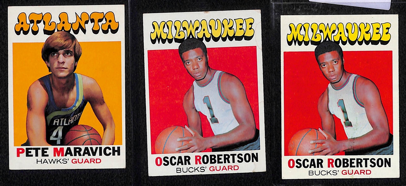 Lot of (19) 1971 & 1972 Topps Basketball Stars w. Chamberlain, Maravich, Robertson, Barry and Others