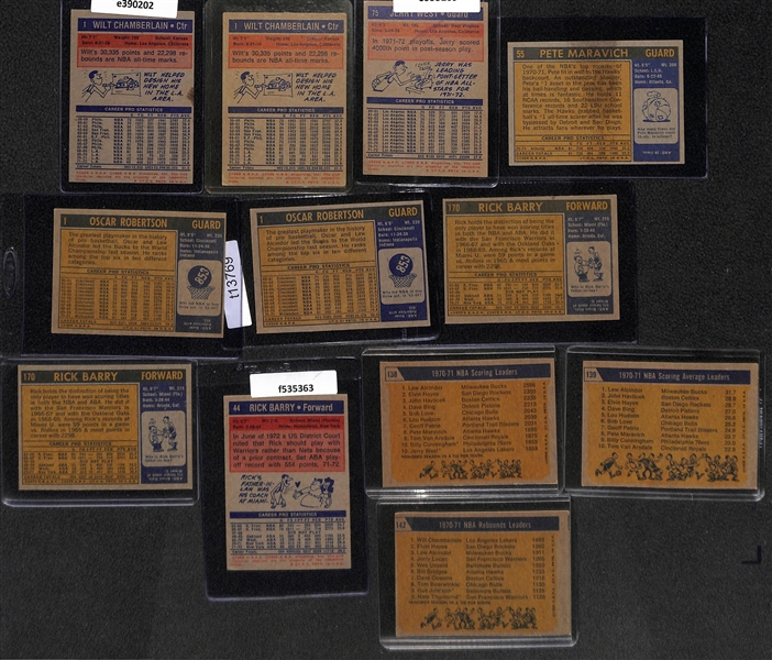 Lot of (19) 1971 & 1972 Topps Basketball Stars w. Chamberlain, Maravich, Robertson, Barry and Others