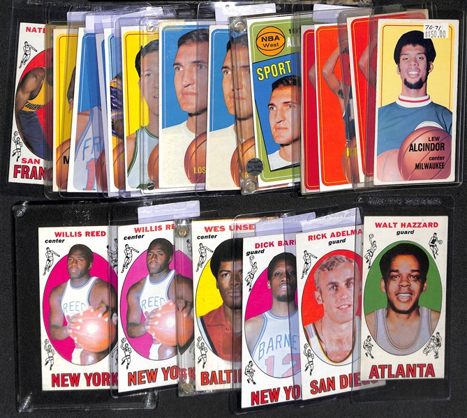 Lot of (21) 1969 & 1970 Topps Basketball Stars w. Alcindor, Robertson, West, Frazier and Others