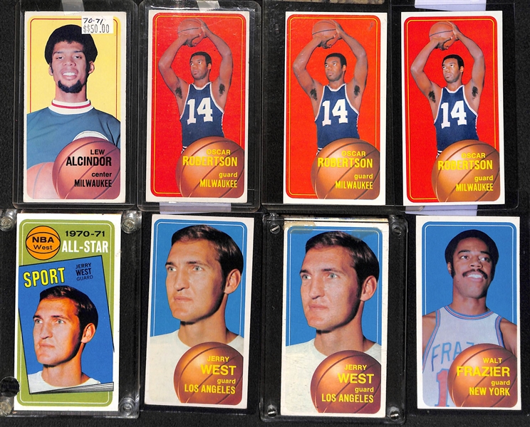 Lot of (21) 1969 & 1970 Topps Basketball Stars w. Alcindor, Robertson, West, Frazier and Others
