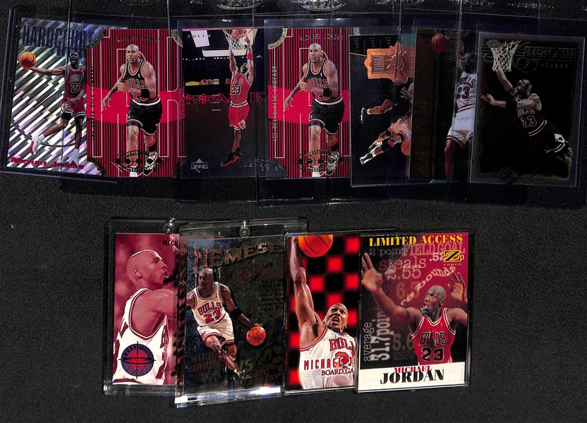 Lot of (11) Michael Jordan 1990s Mostly Inserts w. Topps Finest, Bowmans Best, Stadium Club