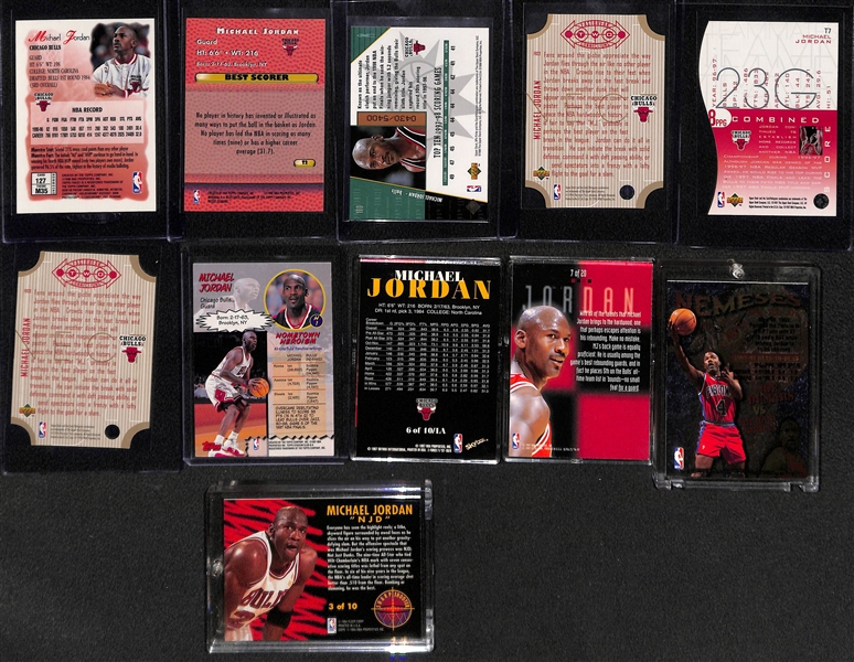 Lot of (11) Michael Jordan 1990s Mostly Inserts w. Topps Finest, Bowmans Best, Stadium Club