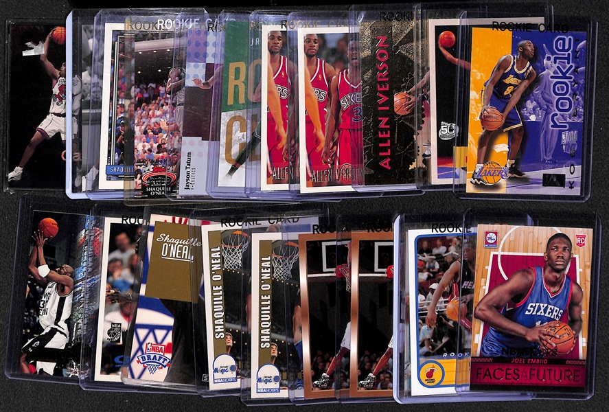 Lot of (21) Basketball Rookie Cards w. Bryant, Durant, O'Neal, Iverson, Tatum, Wade, Carter, and Others