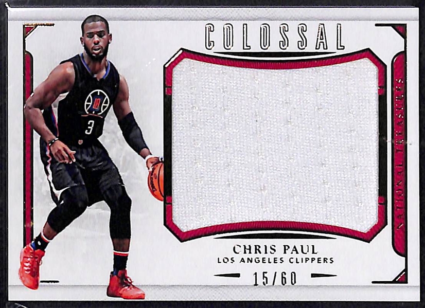 Lot of (4) 2015-16 National Treasures Basketball Patch Cards w. Lebron James, Chris Paul, and Nowitzki