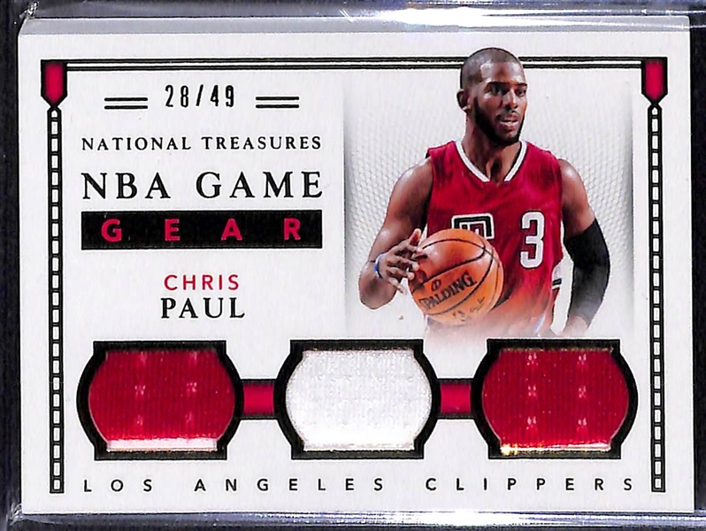 Lot of (4) 2015-16 National Treasures Basketball Patch Cards w. Lebron James, Chris Paul, and Nowitzki