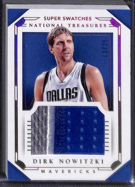 Lot of (4) 2015-16 National Treasures Basketball Patch Cards w. Lebron James, Chris Paul, and Nowitzki