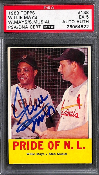 Lot of (4) Mixed Sports PSA Hall Of Fame Autographed Cards w. Willie Mays and Joe Montana