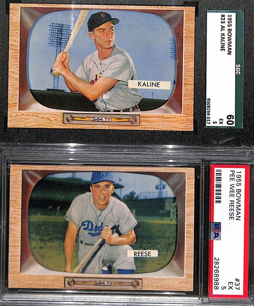 Lot of (9) 1952-1955 Graded Baseball Cards w/ Spahn, Kaline, Reese and More