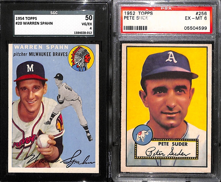 Lot of (9) 1952-1955 Graded Baseball Cards w/ Spahn, Kaline, Reese and More