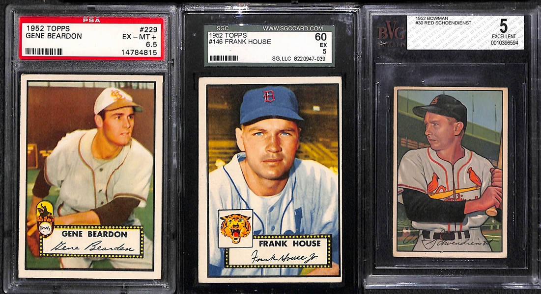 Lot of (9) 1952-1955 Graded Baseball Cards w/ Spahn, Kaline, Reese and More