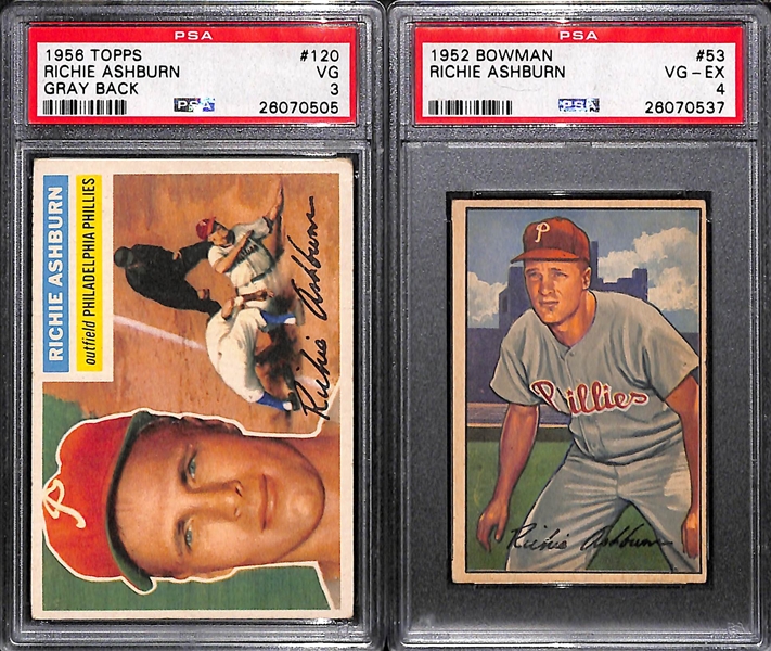 Lot of (16) 1950s, 60s and 70s Graded Baseball Cards w. Frank Robinson, Richie Ashburn and 1960 Robin Roberts PSA 8