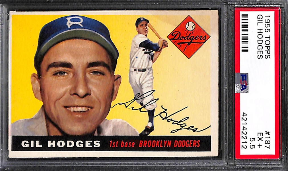 Lot of (5) 1950s and 60s Graded Baseball HOFer Cards w. Drysdale, Campanella, and Hodges