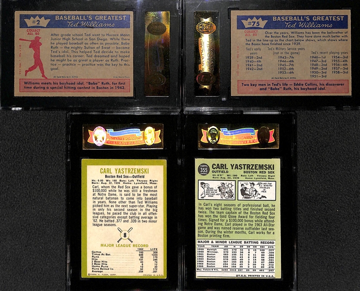 Lot of (4) 1950s and 60s SGC Graded Baseball Cards w. Ted Williams and Carl Yastrzemski 