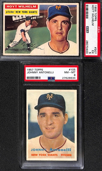 Lot of (6) 1950s Mostly PSA Graded Baseball Cards w. Spahn, Colavito, Wilhelm and Others