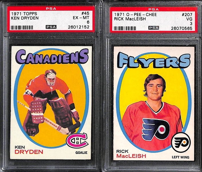 Lot of (7) Modern and Vintage Graded Hockey Cards Featuring 1971 Topps Ken Dryden Rookie PSA 6
