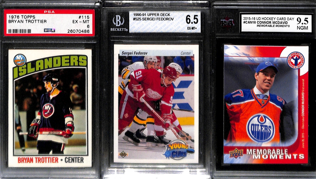 Lot of (7) Modern and Vintage Graded Hockey Cards Featuring 1971 Topps Ken Dryden Rookie PSA 6