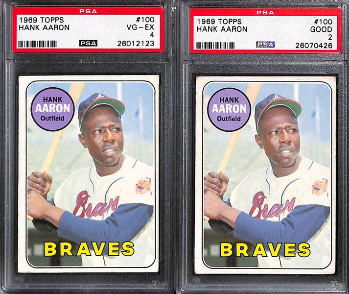 Lot of (6) 1960s and 70s PSA Graded Hank Aaron Cards 
