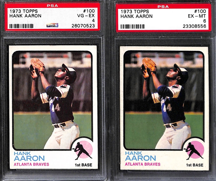 Lot of (6) 1960s and 70s PSA Graded Hank Aaron Cards 