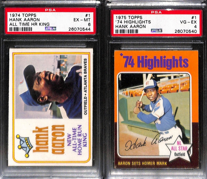 Lot of (6) 1960s and 70s PSA Graded Hank Aaron Cards 