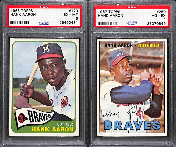 1965 and 1967 Topps Hank Aaron PSA Graded Baseball Cards