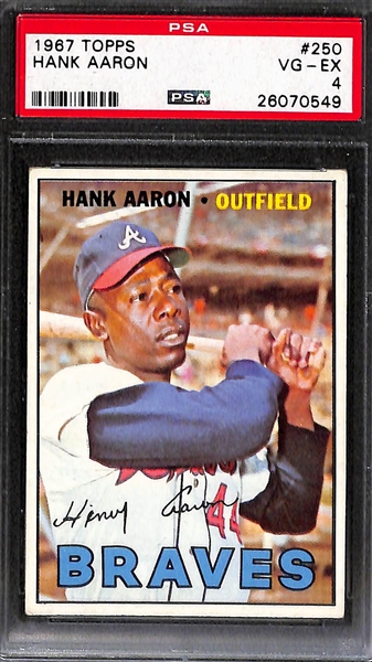 1965 and 1967 Topps Hank Aaron PSA Graded Baseball Cards