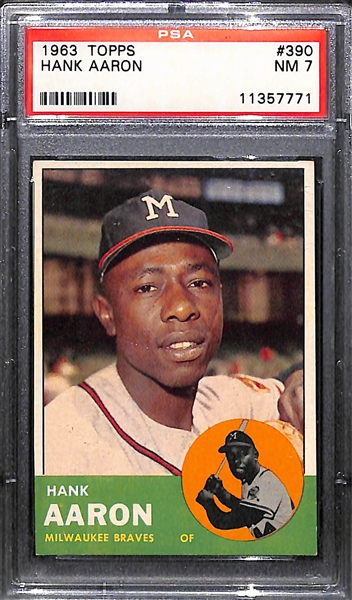 1963 Topps Hank Aaron Graded PSA 7 Near Mint