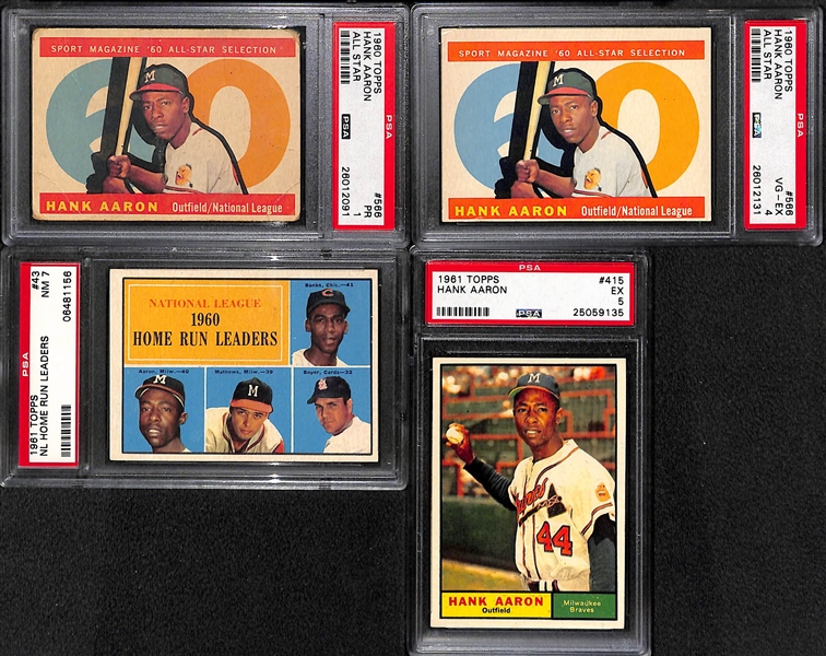 Lot of (4) 1960 and 1961 PSA Graded Hank Aaron Baseball Cards