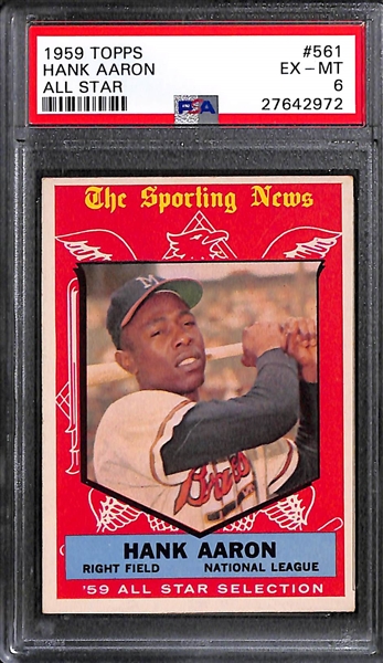 Lot of (3) 1959 Topps Hank Aaron All Star #561 - PSA & BVG