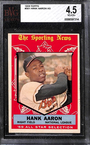 Lot of (3) 1959 Topps Hank Aaron All Star #561 - PSA & BVG