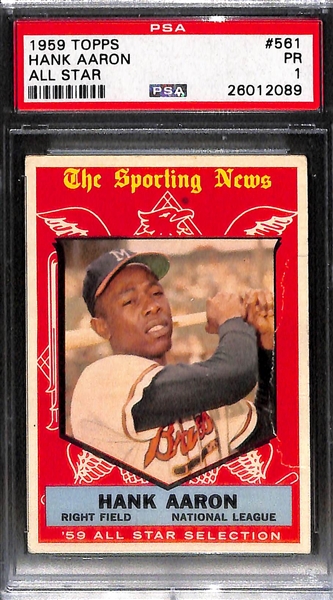 Lot of (3) 1959 Topps Hank Aaron All Star #561 - PSA & BVG