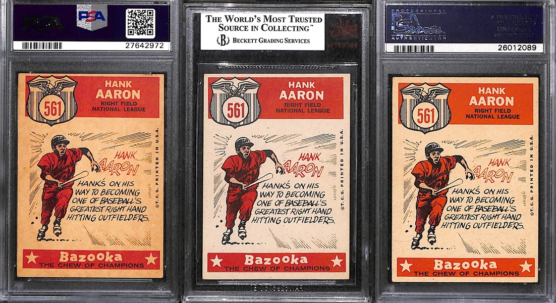 Lot of (3) 1959 Topps Hank Aaron All Star #561 - PSA & BVG