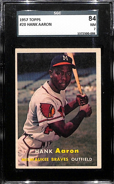 1957 Topps # 20 Hank Aaron Graded SGC 7 Near Mint