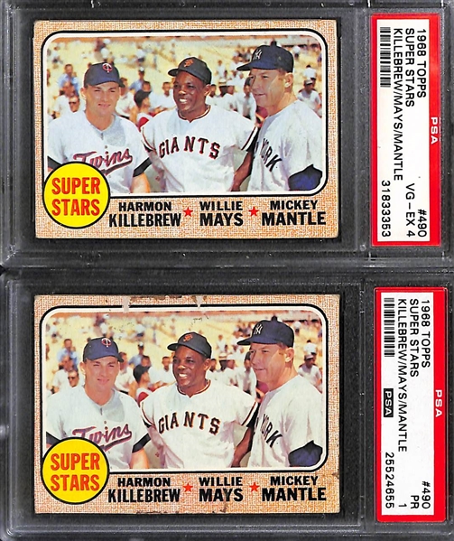 Lot of (10) Mostly 1960s Graded Baseball Cards Featuring Mickey Mantle