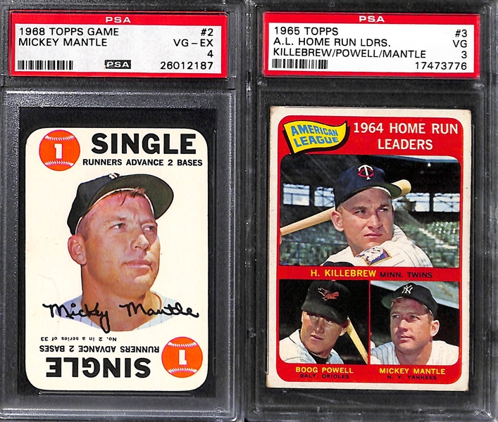 Lot of (10) Mostly 1960s Graded Baseball Cards Featuring Mickey Mantle