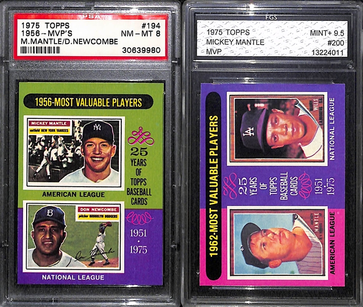 Lot of (10) Mostly 1960s Graded Baseball Cards Featuring Mickey Mantle