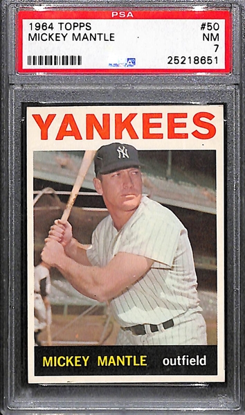 1964 Topps # 50 Mickey Mantle Graded PSA 7 Near Mint