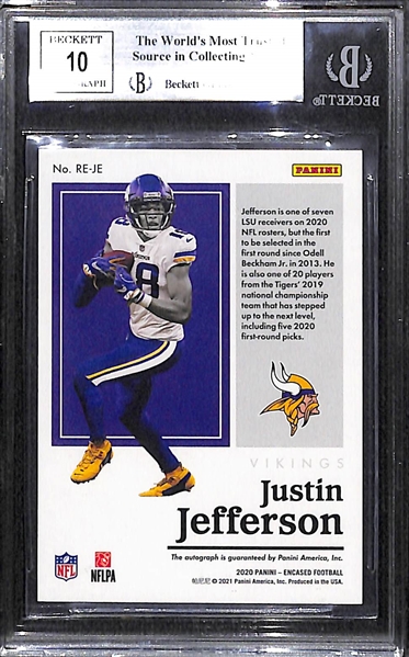 2020 Panini Encased Justin Jefferson Rookie Endorsements Gold BGS 9 w. 10 Autograph