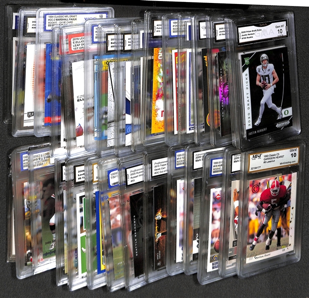 Lot of (30) Graded Football Rookies and Stars w. Marino, Mahomes, M. Faulk, Rice, Favre, Herbert, Mayfield, Burrow, P. Manning and Others
