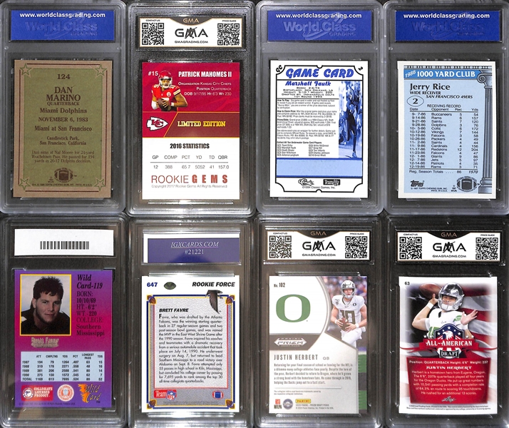Lot of (30) Graded Football Rookies and Stars w. Marino, Mahomes, M. Faulk, Rice, Favre, Herbert, Mayfield, Burrow, P. Manning and Others