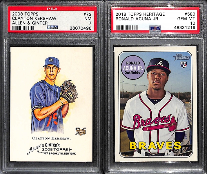Lot of (11) PSA Graded Baseball Rookies w. Jeter, Ohtani, Acuna, Kershaw, Alonso 