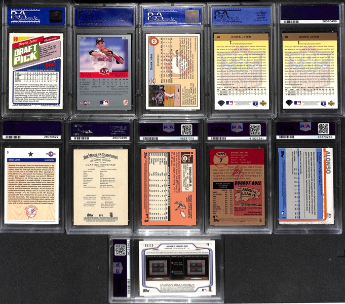 Lot of (11) PSA Graded Baseball Rookies w. Jeter, Ohtani, Acuna, Kershaw, Alonso 