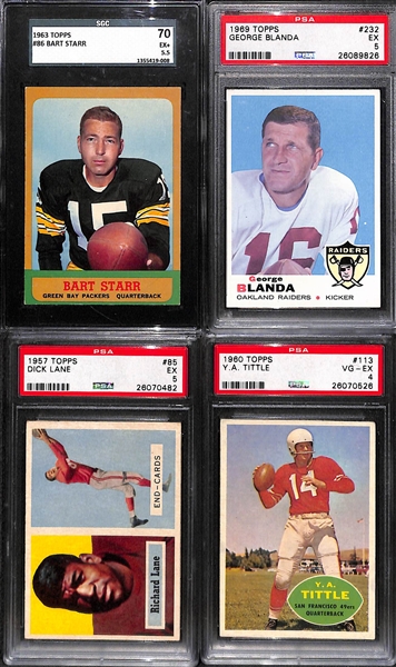 Lot of (12) Graded Vintage Football Cards Mostly 1957 Topps w. Starr, Blanda, Lane, Tittle, Berry, Van Brocklin, and More