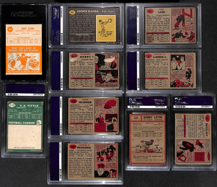 Lot of (12) Graded Vintage Football Cards Mostly 1957 Topps w. Starr, Blanda, Lane, Tittle, Berry, Van Brocklin, and More