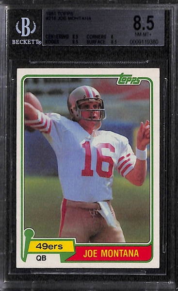 Lot of (5) Joe Montana Graded Cards including (2) 1981 Topps Rookies