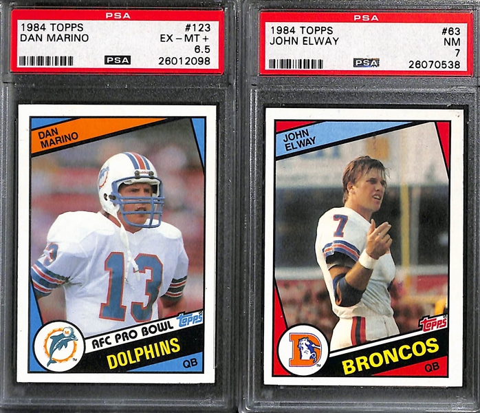 Lot of (15) PSA Graded Football Rookie Cards w. Marino, Elway, Rice, B. Sanders, Moon, and More