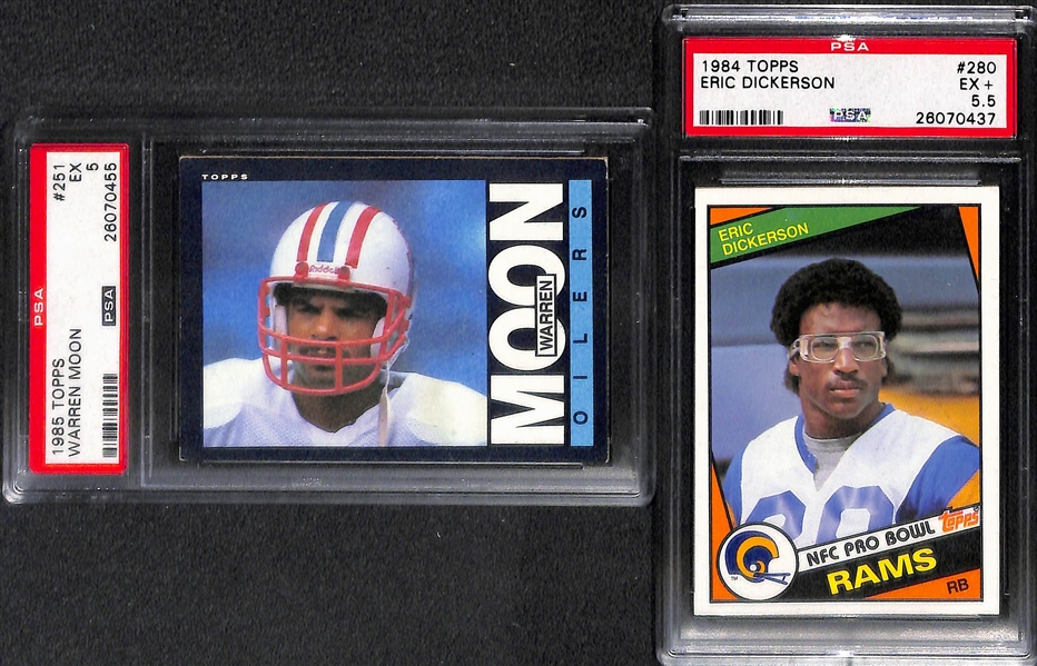 Lot of (15) PSA Graded Football Rookie Cards w. Marino, Elway, Rice, B. Sanders, Moon, and More
