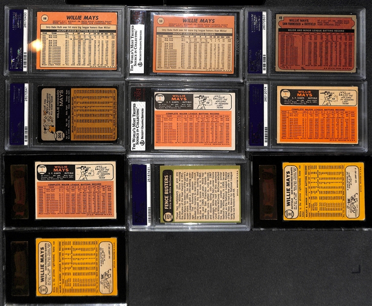 Lot of (10) Vintage Graded Willie Mays Baseball Cards