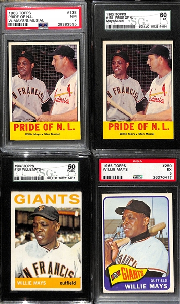 Lot of (4) PSA & SGC Graded Willie Mays 1963-65 Baseball Cards